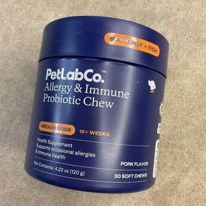 PetLabCo Allergy Immune Probiotic Chew for Medium Dogs Pork Flavor 30 Soft Chews